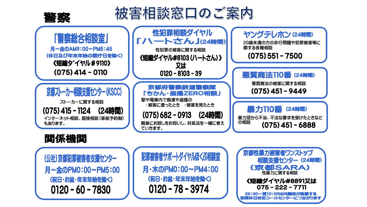 被害相談窓口のご案内